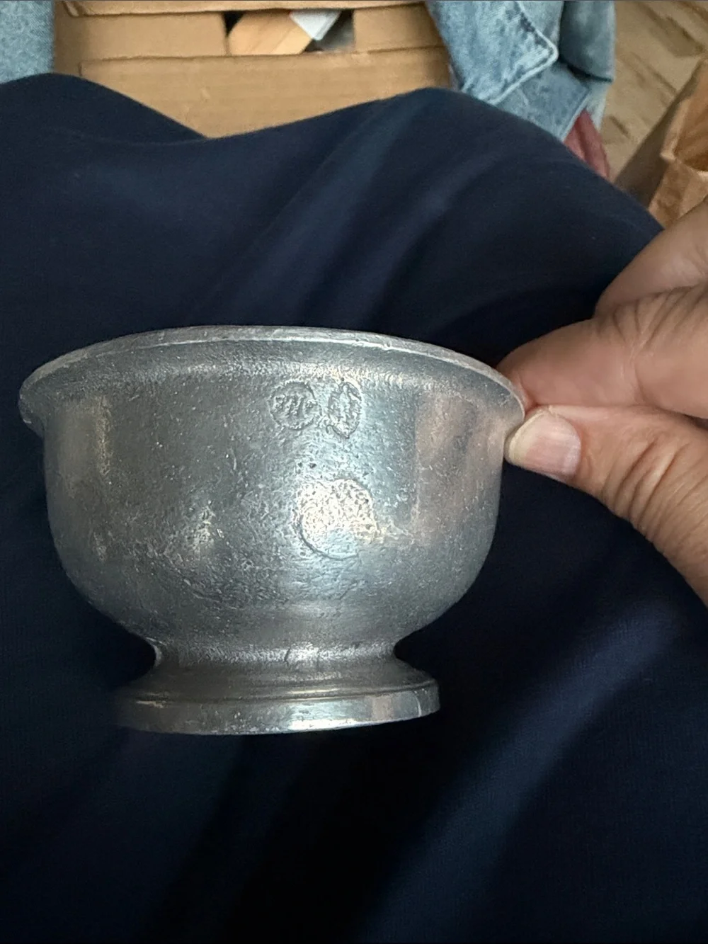 vintage 1950s pewter footed bowl created by Woodbury Pewterers